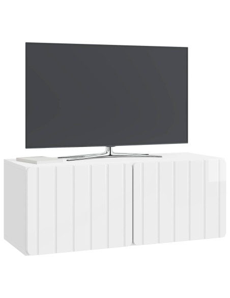 Mobile Porta TV da Muro Bianco Lucido 78,5 x 31 x 30 cm