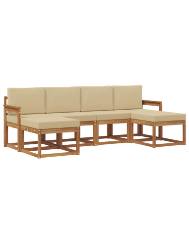 Set di divani da esterno con cuscino 6 pcs Naturale e Beige