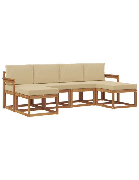 Set di divani da esterno con cuscino 6 pcs Naturale e Beige