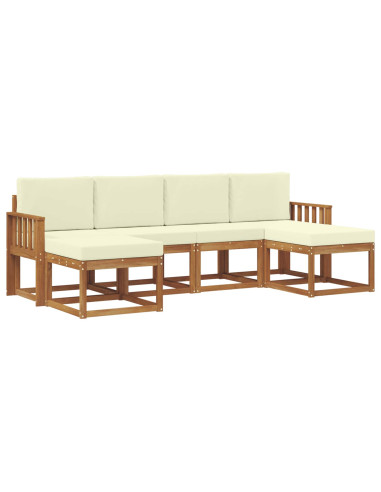 Set di divani da esterno con cuscino 6 pcs Naturale e Crema