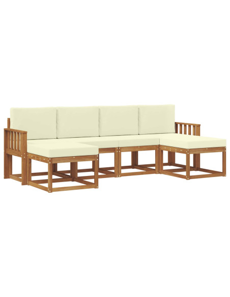 Set di divani da esterno con cuscino 6 pcs Naturale e Crema