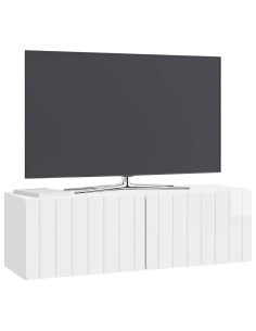 Mobile Porta TV da Muro Bianco Lucido 98 x 31 x 30 cm 2