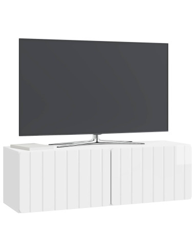 Mobile Porta TV da Muro Bianco Lucido 98 x 31 x 30 cm
