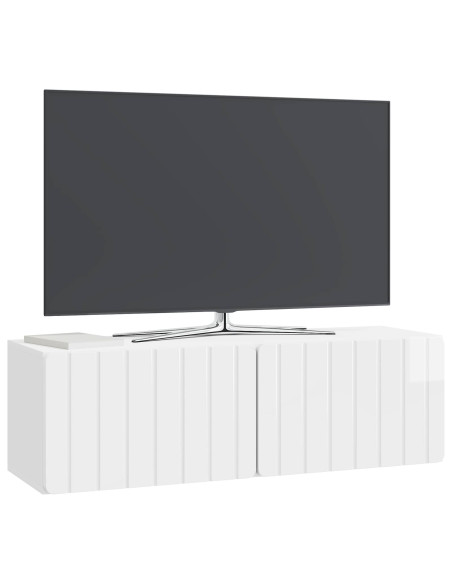 Mobile Porta TV da Muro Bianco Lucido 98 x 31 x 30 cm