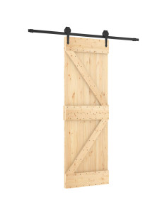 Porta scorrevole Naturale e Nero 70 x 210 cm 2