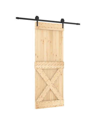 Porta scorrevole Naturale e Nero 80 x 210 cm