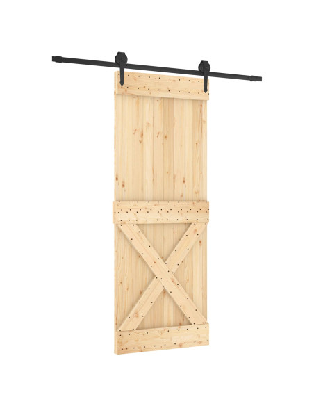Porta scorrevole Naturale e Nero 80 x 210 cm