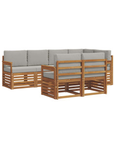 Set divani con cuscino 7 pcs Grigio Naturale e Chiaro 2