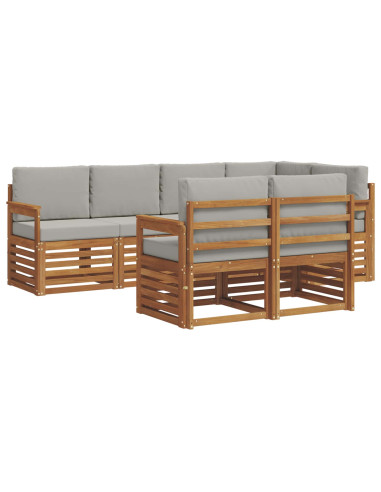 Set divani con cuscino 7 pcs Grigio Naturale e Chiaro