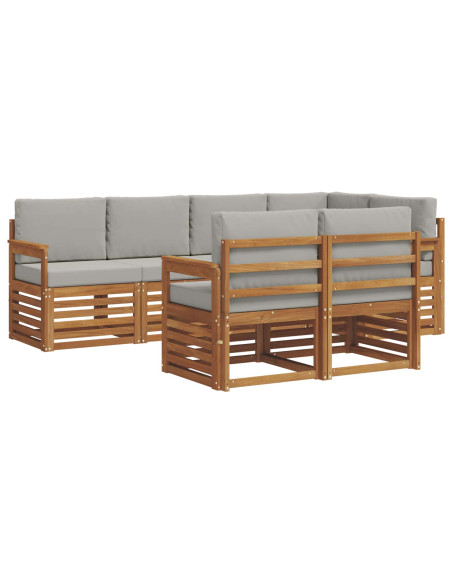 Set divani con cuscino 7 pcs Grigio Naturale e Chiaro