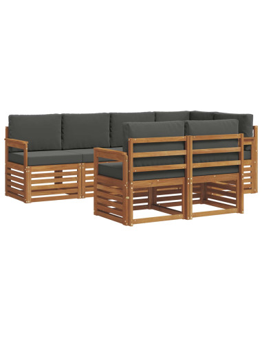 Set divani 7 pcs Naturale e Antracite Legno di Acacia Massello