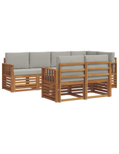 Set divani con cuscino 7 pcs Grigio Naturale e Chiaro 2