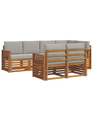 Set divani con cuscino 7 pcs Grigio Naturale e Chiaro