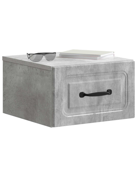 Mobiletto da notte a muro con cassetto 2 pcs Grigio Cemento
