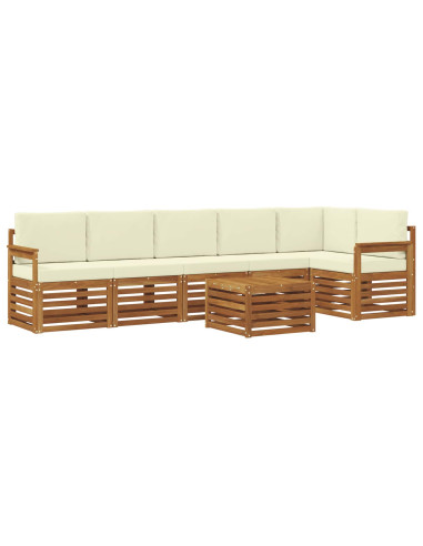 Set divani 7 pcs Naturale e Crema Legno di Acacia Massello