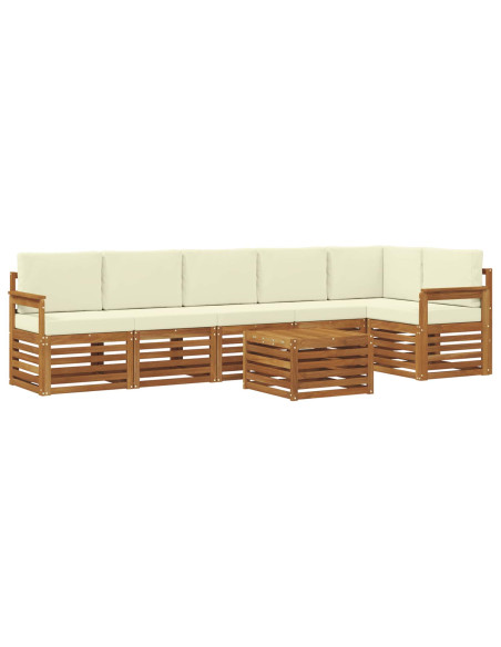 Set divani 7 pcs Naturale e Crema Legno di Acacia Massello