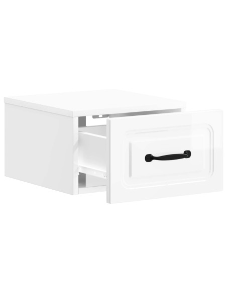 Mobiletto da notte a muro Bianco Lucido 34,5 x 33 x 20 cm