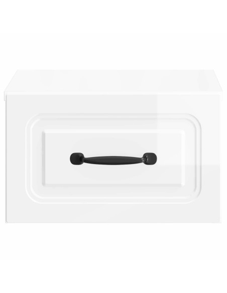 Mobiletto da notte a muro Bianco Lucido 34,5 x 33 x 20 cm