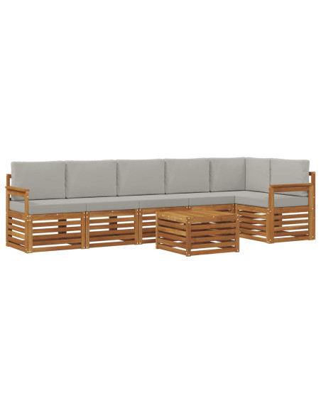 Set divani con cuscino 7 pcs Grigio Naturale e Chiaro