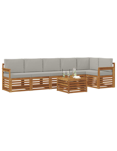 Set divani con cuscino 7 pcs Grigio Naturale e Chiaro