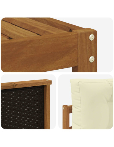 Set di divani da esterno con cuscino 4 pcs Naturale e Crema