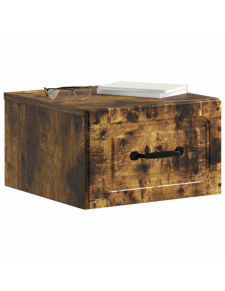 Mobiletto da notte a muro Rovere Fumo 34,5 x 33 x 20 cm