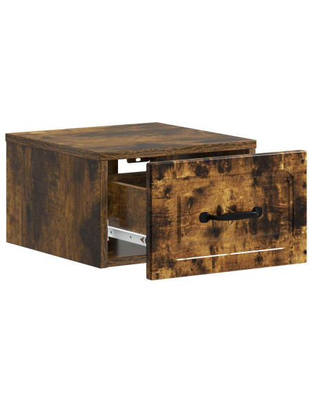 Mobiletto da notte a muro Rovere Fumo 34,5 x 33 x 20 cm