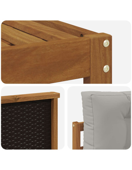 Set di divani da esterno 4 pcs Naturale e Grigio chiaro