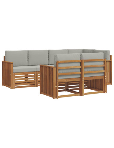 Set divani con cuscino 7 pcs Grigio Naturale e Chiaro