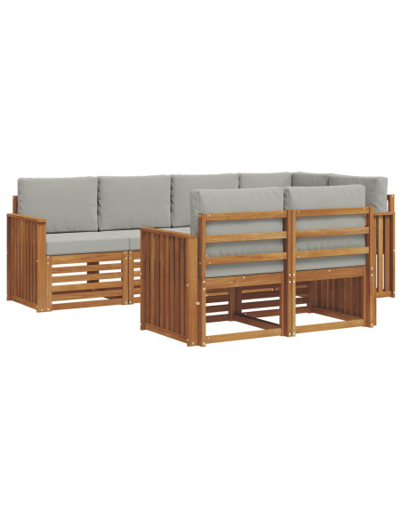 Set divani con cuscino 7 pcs Grigio Naturale e Chiaro