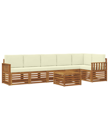 Set divani 7 pcs Naturale e Crema Legno di Acacia Massello
