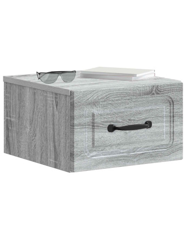 Mobiletto da notte a muro Grigio Sonoma 34,5 x 33 x 20 cm