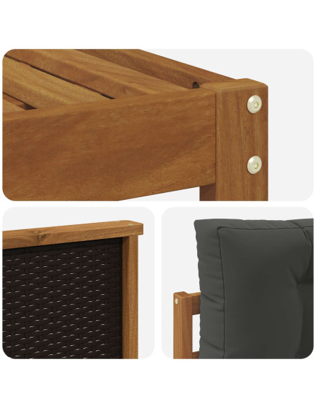 Set di divani da esterno con cuscino 4 pcs Naturale e Antracite