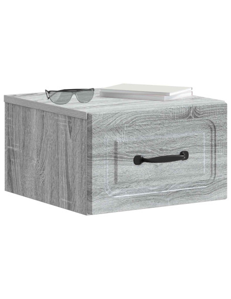 Mobiletto da notte a muro 2 pcs Grigio Sonoma 34,5 x 33 x 20 cm