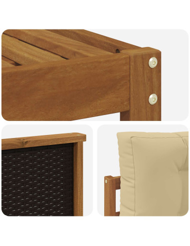 Set di divani da esterno con cuscino 4 pcs Naturale e Beige