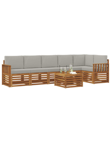 Set divani con cuscino 7 pcs Grigio Naturale e Chiaro