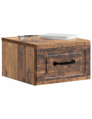 Mobiletto da notte a muro Legno antico 34,5 x 33 x 20 cm