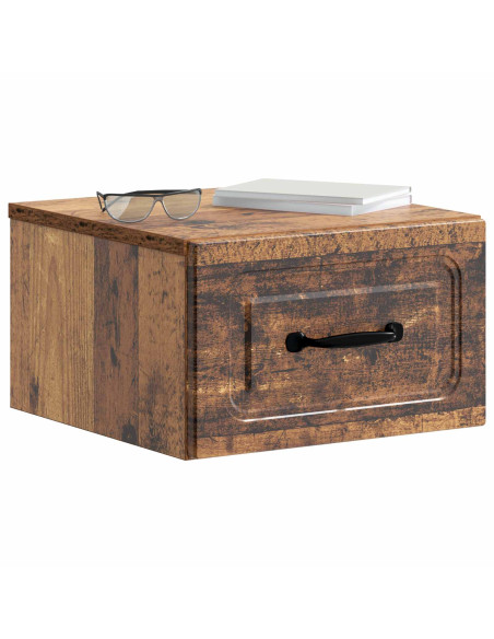 Mobiletto da notte a muro Legno antico 34,5 x 33 x 20 cm