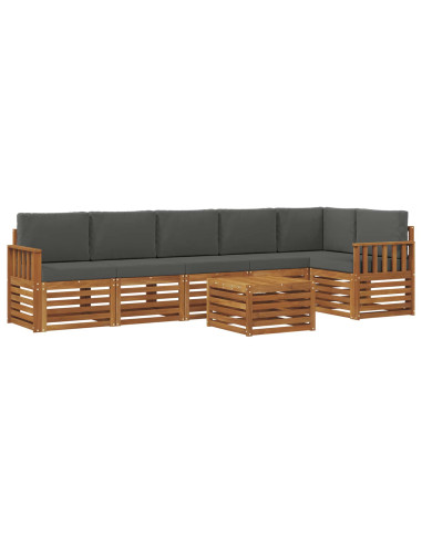 Set divani 7 pcs Naturale e Antracite Legno di Acacia Massello
