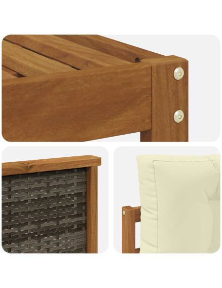 Set di divani da esterno con cuscino 4 pcs Naturale e Crema