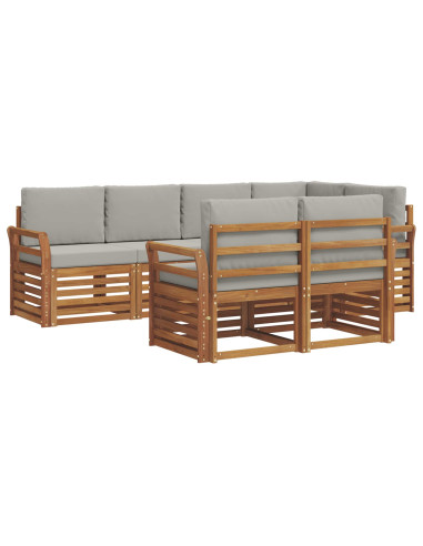 Set divani con cuscino 7 pcs Grigio Naturale e Chiaro