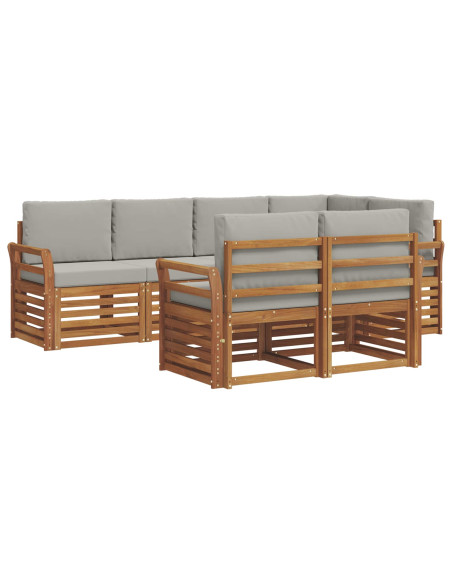 Set divani con cuscino 7 pcs Grigio Naturale e Chiaro