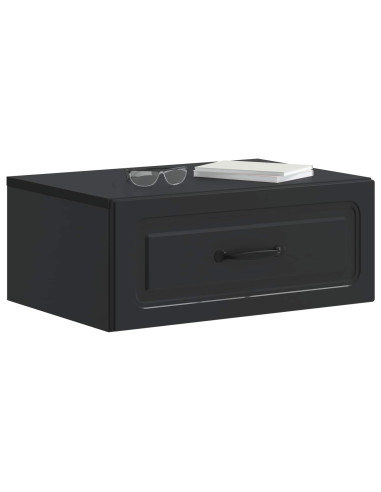 Mobiletto da notte a muro con cassetto Nero 49 x 34,5 x 20 cm