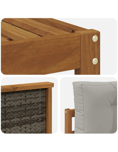 Set di divani da esterno 4 pcs Naturale e Grigio chiaro