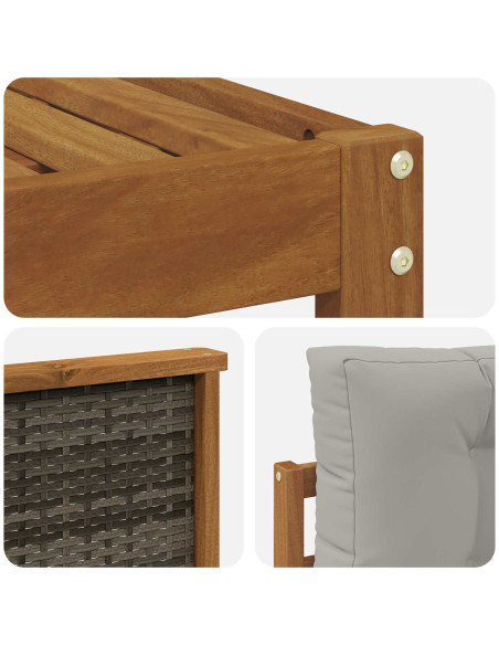 Set di divani da esterno 4 pcs Naturale e Grigio chiaro