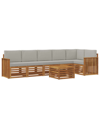 Set divani con cuscino 7 pcs Grigio Naturale e Chiaro