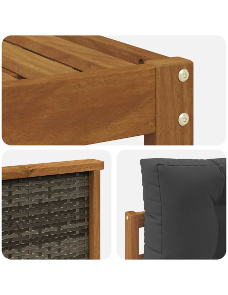 Set di divani da esterno con cuscino 4 pcs Naturale e Antracite