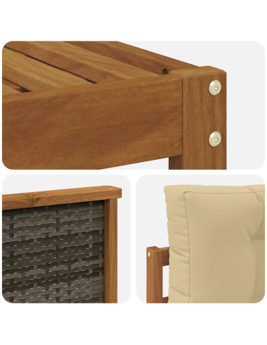 Set di divani da esterno con cuscino 4 pcs Naturale e Beige