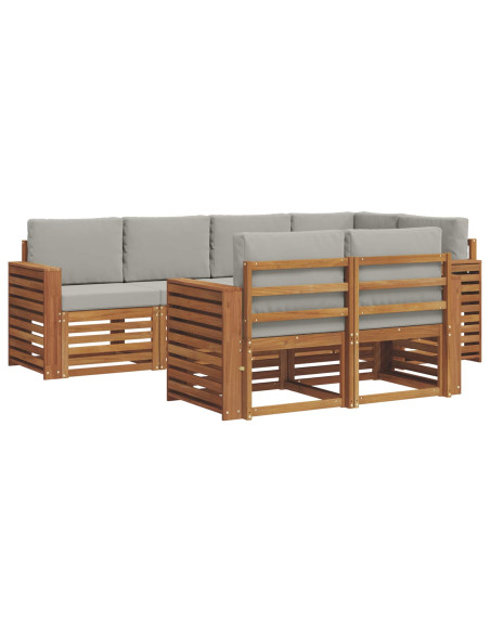Set divani con cuscino 7 pcs Grigio Naturale e Chiaro