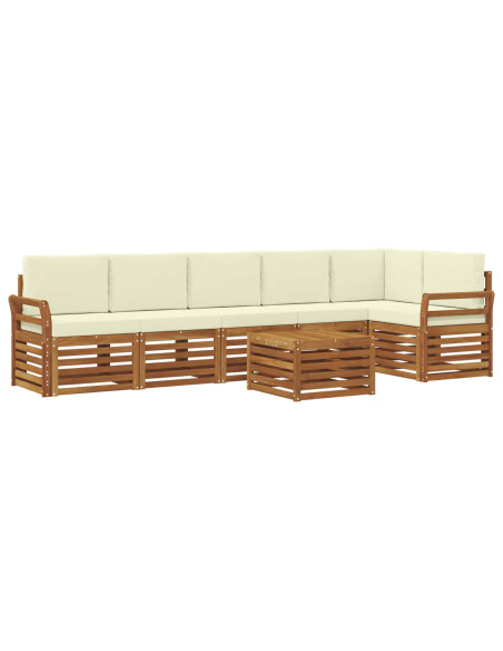 Set divani 7 pcs Naturale e Crema Legno di Acacia Massello
